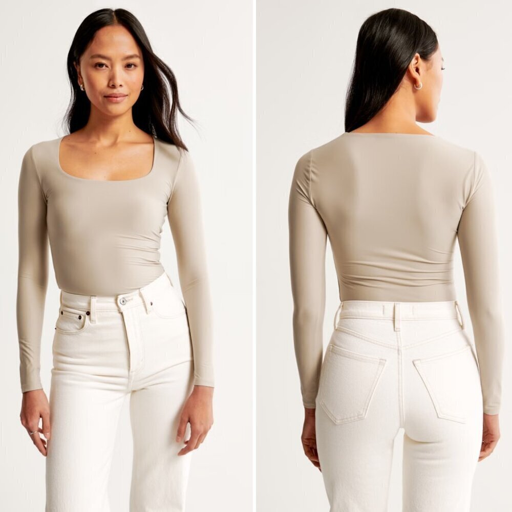 Abercrombie & Fitch Soft Matte Seamless Long-Sleeve Squareneck Top 35697